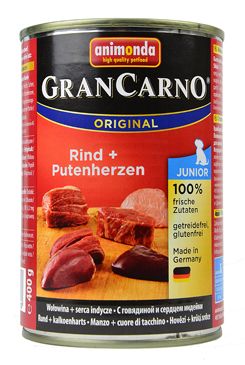 Animonda GRANCARNO konz. JUNIOR hov/krůt srdce 400g