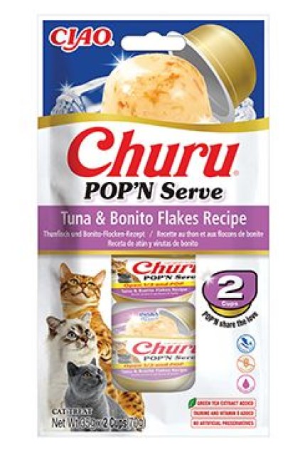 Churu Cat POP'N Serve Tuna&Bonito Flakes Recipe 2x35g