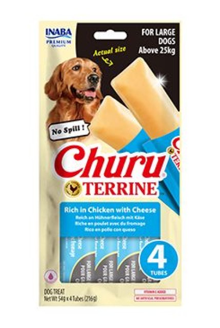 Churu Dog Terrine kuřecí se sýrem plemena L 4x54g