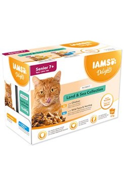 Iams Cat Senior Delights kapsa Land&Sea in gravy12x85g
