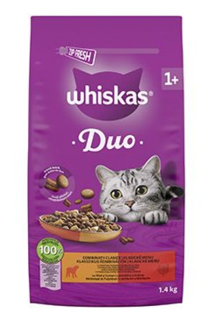 Whiskas Dry DUO jehněčí a krůtí 1,4kg