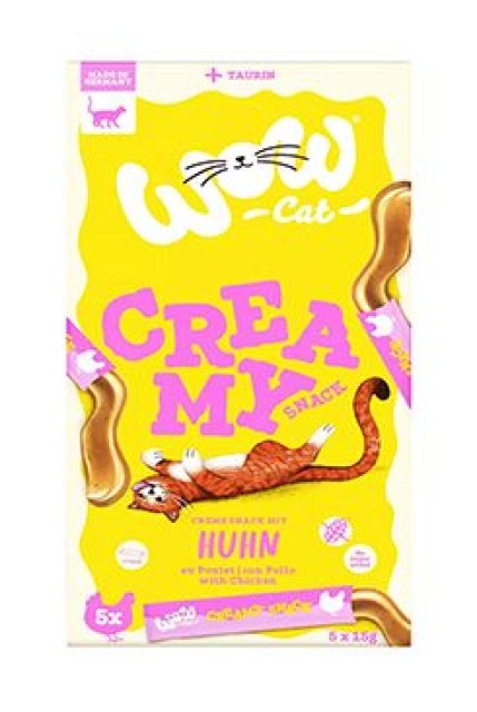 WOW Cat poch. Creamy Snack s kuřecím 5x15g