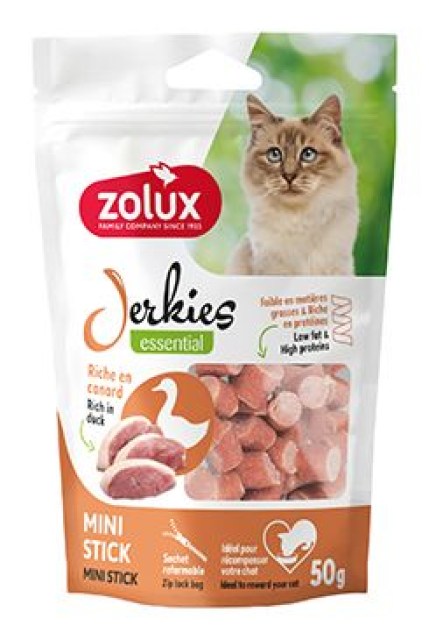 Pochoutka kočka JERKIES MINI tyčinky kachna 50g Zolux