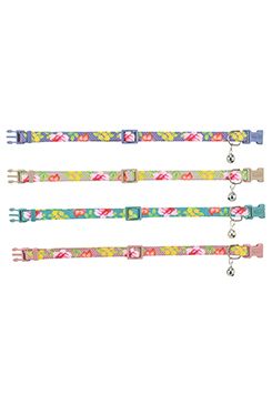 Obojek kočka nylon s květinami 20-34cm/10mm mix TR